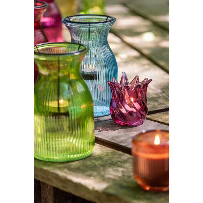 Lot de 6 Photophores design pop H 19 cm Verre Multicolore Popa 