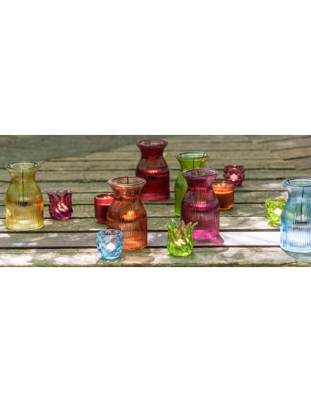 Lot de 6 Photophores design Flammes 9 cm Verre Multicolore Popa 