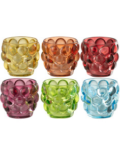 Lot de 6 Photophores design Boules 8 cm Verre Multicolore Popa 