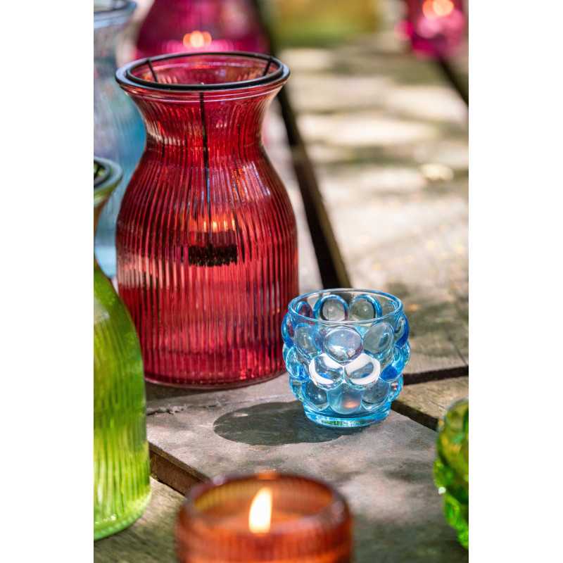 Lot de 6 Photophores design Boules 8 cm Verre Multicolore Popa 