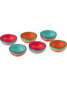 Lot de 6 Bols indiens 8 cm Terre cuite Multicolore Mumbai 