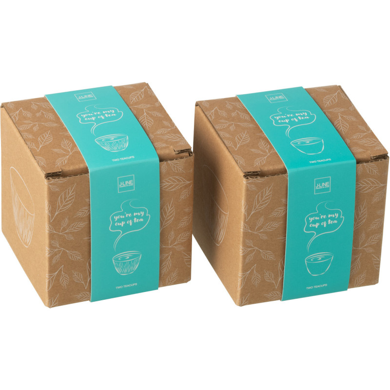 Lot de 4 Tasses à thé Japandi chic 110 ml Fonte Turquoise Émaillé Kumori 