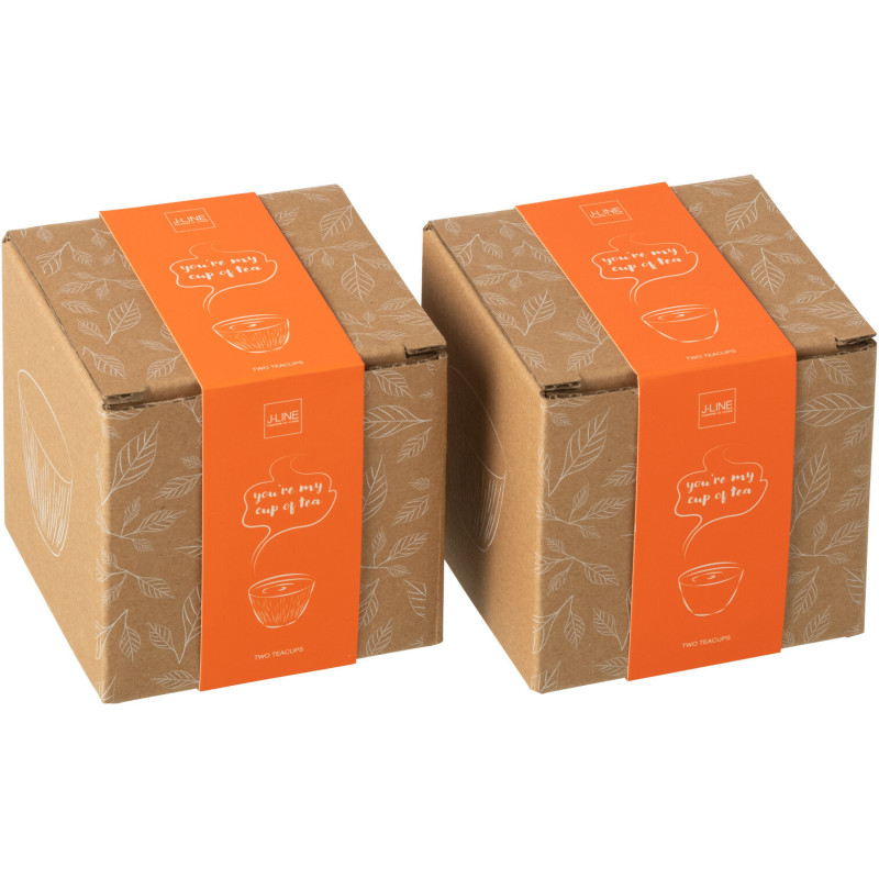 Lot de 4 Tasses à thé Japandi chic 110 ml Fonte Orange Émaillé Kumori 