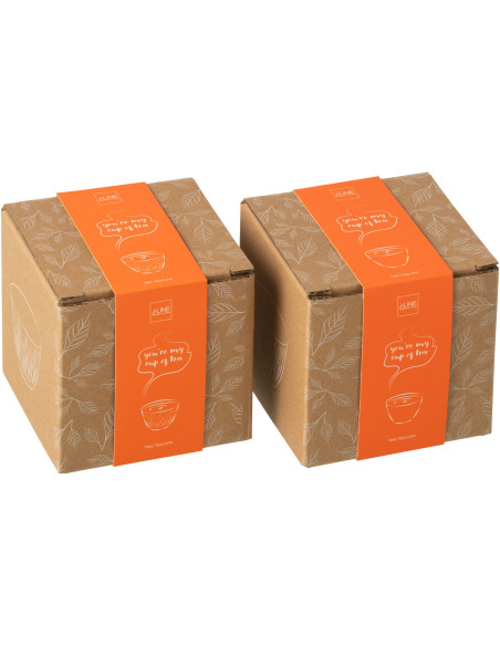 Lot de 4 Tasses à thé Japandi chic 110 ml Fonte Orange Émaillé Kumori 