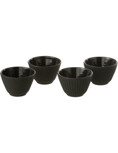 Lot de 4 Tasses à thé Japandi chic 110 ml Fonte Noir Émaillé Kumori 