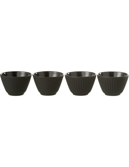 Lot de 4 Tasses à thé Japandi chic 110 ml Fonte Noir Émaillé Kumori 