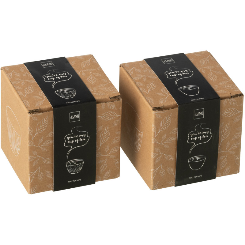 Lot de 4 Tasses à thé Japandi chic 110 ml Fonte Noir Émaillé Kumori 