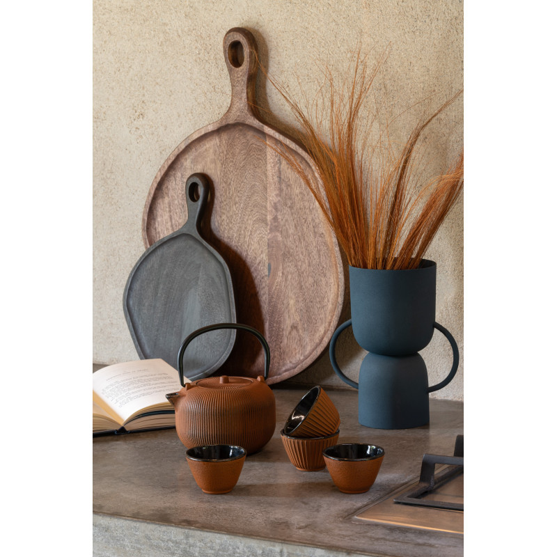 Lot de 4 Tasses à thé Japandi chic 110 ml Fonte Marron Émaillé Kumori 