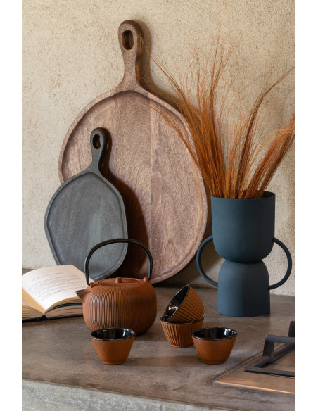 Lot de 4 Tasses à thé Japandi chic 110 ml Fonte Marron Émaillé Kumori 