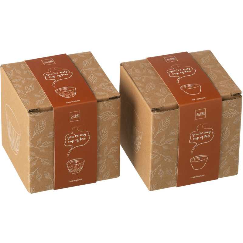 Lot de 4 Tasses à thé Japandi chic 110 ml Fonte Marron Émaillé Kumori 