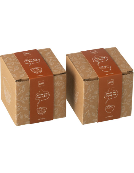 Lot de 4 Tasses à thé Japandi chic 110 ml Fonte Marron Émaillé Kumori 