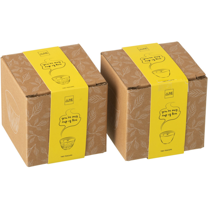 Lot de 4 Tasses à thé Japandi chic 110 ml Fonte Jaune Émaillé Kumori 