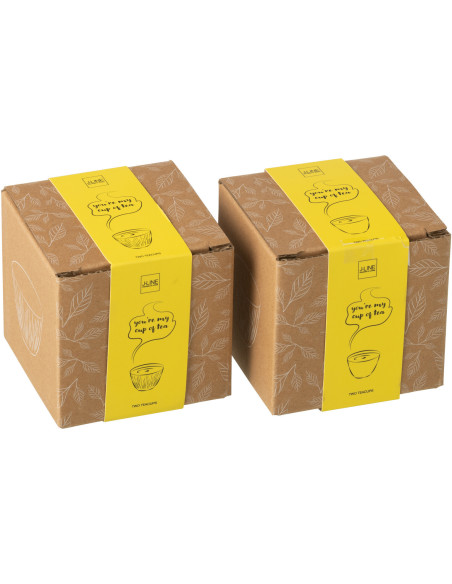 Lot de 4 Tasses à thé Japandi chic 110 ml Fonte Jaune Émaillé Kumori 