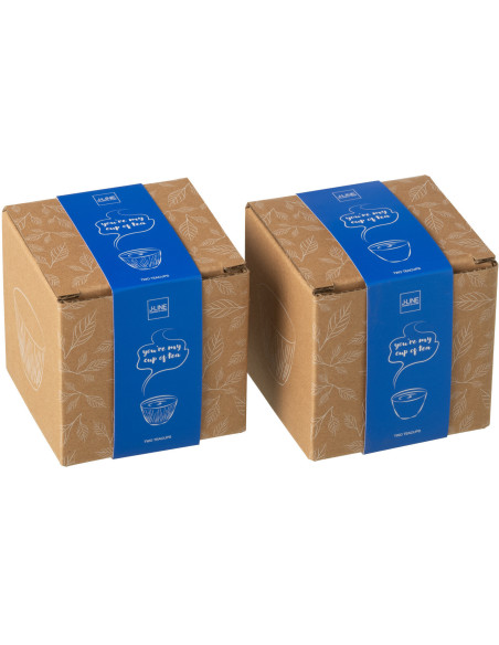 Lot de 4 Tasses à thé Japandi chic 110 ml Fonte Bleu foncé Émaillé Kumori 