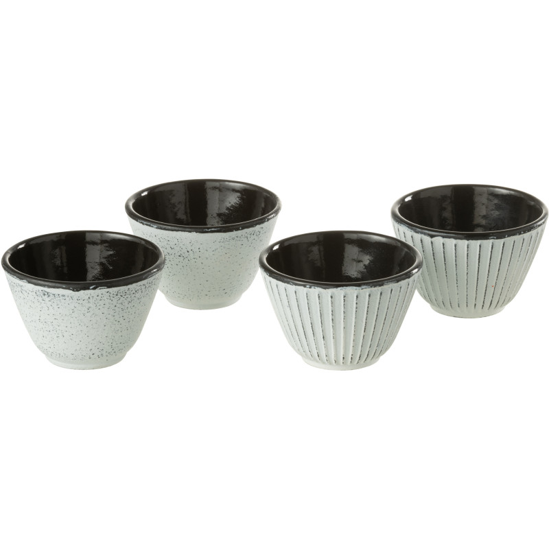 Lot de 4 Tasses à thé Japandi chic 110 ml Fonte Blanc Émaillé Kumori 