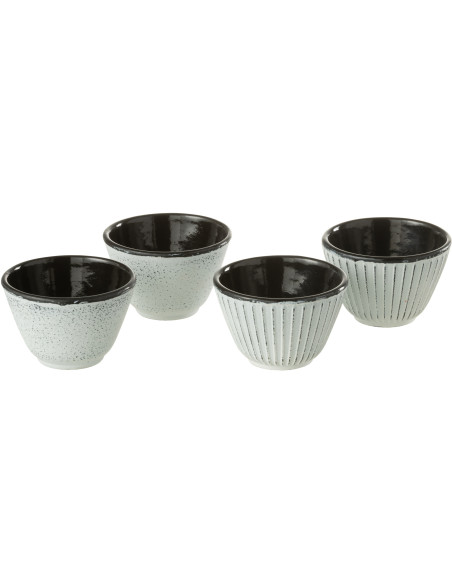 Lot de 4 Tasses à thé Japandi chic 110 ml Fonte Blanc Émaillé Kumori 