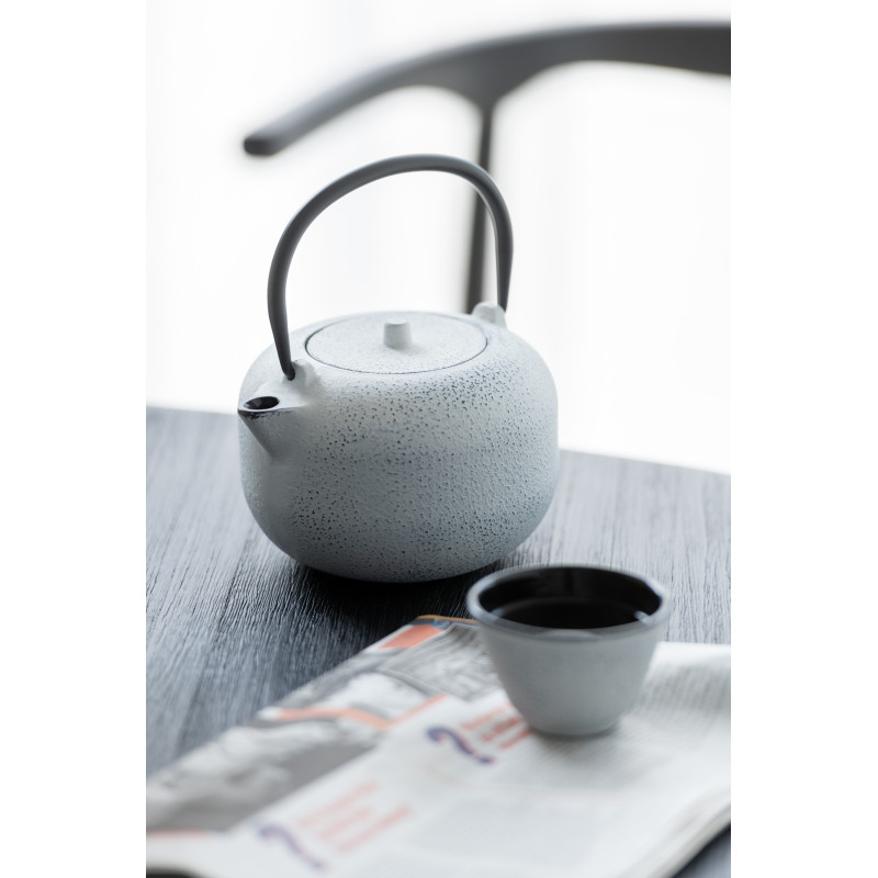 Lot de 4 Tasses à thé Japandi chic 110 ml Fonte Blanc Émaillé Kumori 