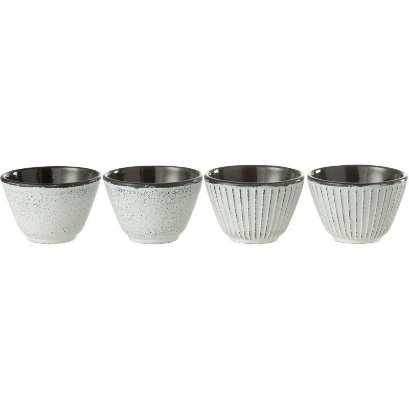 Lot de 4 Tasses à thé Japandi chic 110 ml Fonte Blanc Émaillé Kumori 