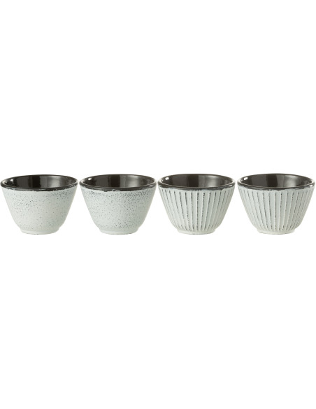 Lot de 4 Tasses à thé Japandi chic 110 ml Fonte Blanc Émaillé Kumori 