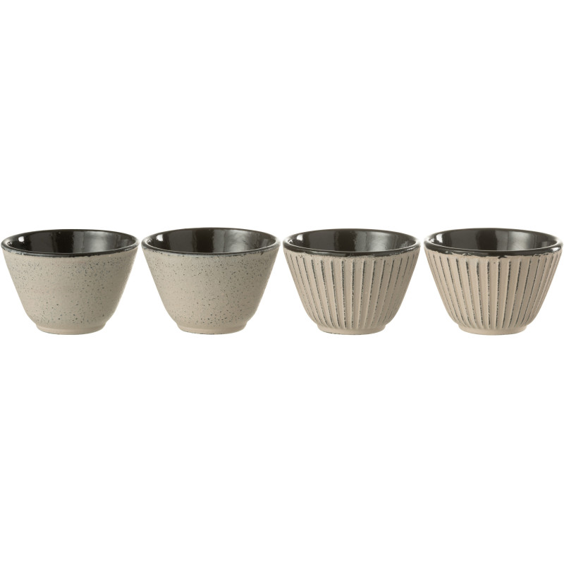 Lot de 4 Tasses à thé Japandi chic 110 ml Fonte Beige Émaillé Kumori 