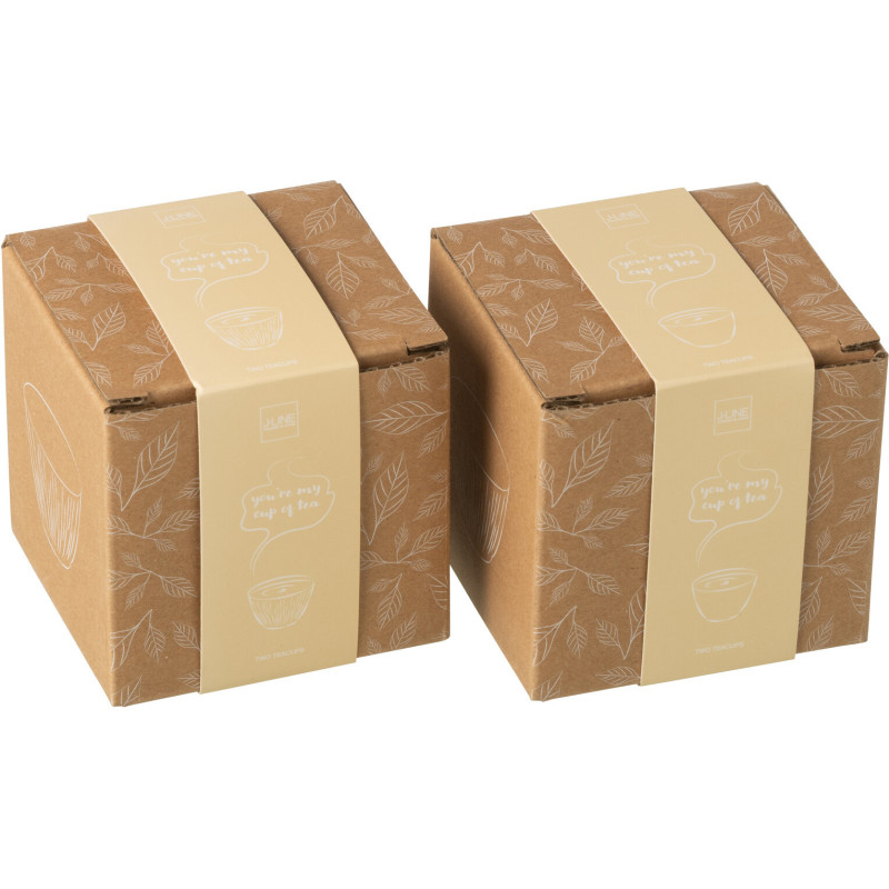 Lot de 4 Tasses à thé Japandi chic 110 ml Fonte Beige Émaillé Kumori 