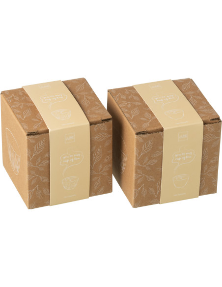 Lot de 4 Tasses à thé Japandi chic 110 ml Fonte Beige Émaillé Kumori 