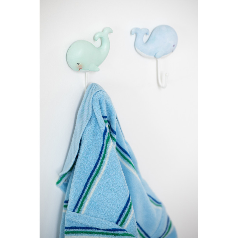 Lot de 4 Patères bord de mer Pieuvres Résine Bleu clair Vert clair Bloopa 
