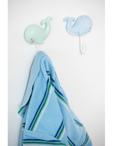 Lot de 4 Patères bord de mer Pieuvres Résine Bleu clair Vert clair Bloopa 