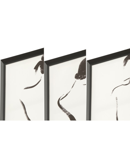 Lot de 3 Toiles murales imprimées abstraites Femmes Cadre bois MDF noi 30x40 Noir Blanc Womenia 
