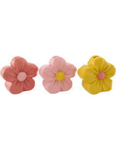 Lot de 3 Tirelires Fleurs 16 cm Résine Jaune Orange Rose Floretti 