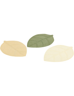 Lot de 3 Sets de table bohème Feuille 50 cm Papier Vert Beige Blanc écru Avec franges Matcha 