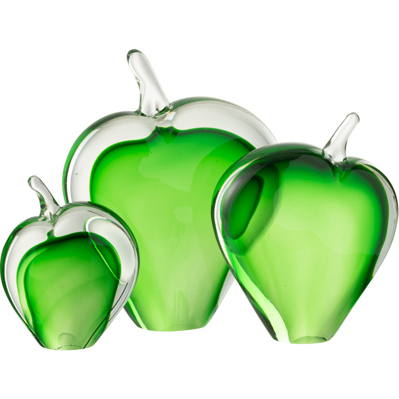 Lot de 3 Presse-papiers design Pommes Verre Vert Transparent Malum 