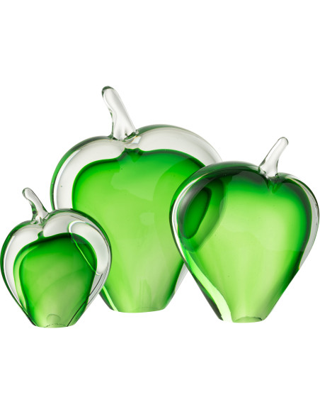 Lot de 3 Presse-papiers design Pommes Verre Vert Transparent Malum 
