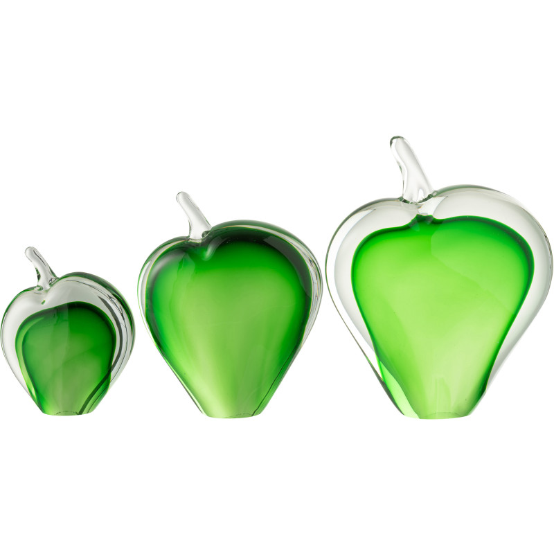 Lot de 3 Presse-papiers design Pommes Verre Vert Transparent Malum 