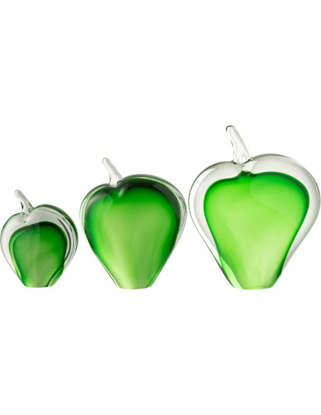 Lot de 3 Presse-papiers design Pommes Verre Vert Transparent Malum 