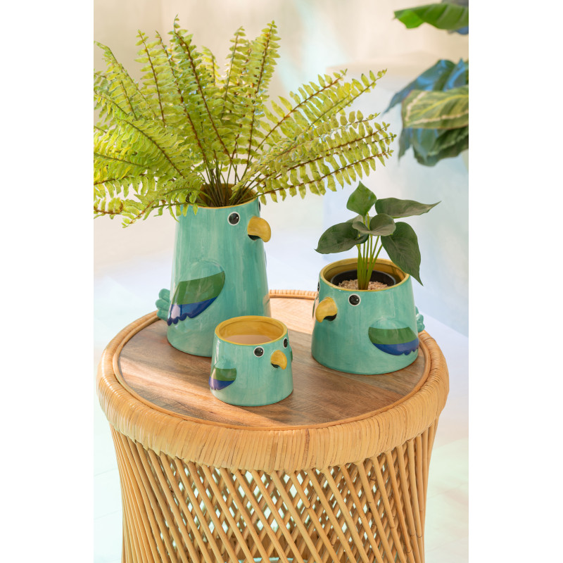 Lot de 3 Plantes artificielles réaliste Alocasia Calathea Monstera H 23 cm Plastique Vert Noir Naturyno 