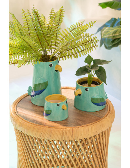 Lot de 3 Plantes artificielles réaliste Alocasia Calathea Monstera H 23 cm Plastique Vert Noir Naturyno 