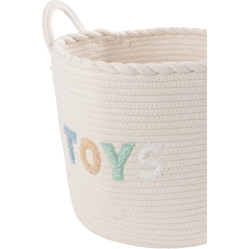 Lot de 3 Paniers de rangement jouets Coton Blanc Bleu Tressé Let's Play 