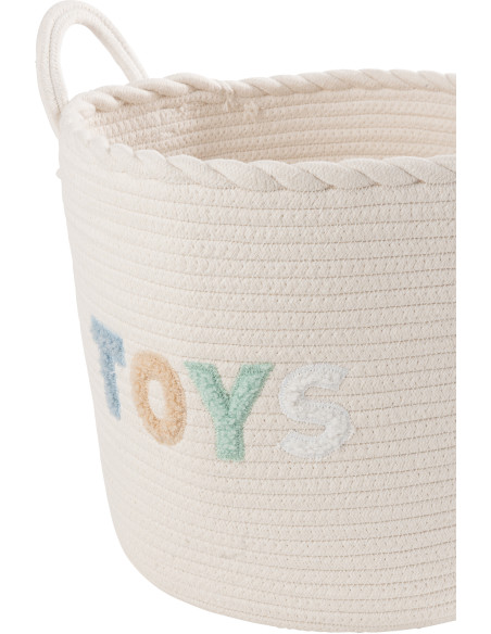 Lot de 3 Paniers de rangement jouets Coton Blanc Bleu Tressé Let's Play 