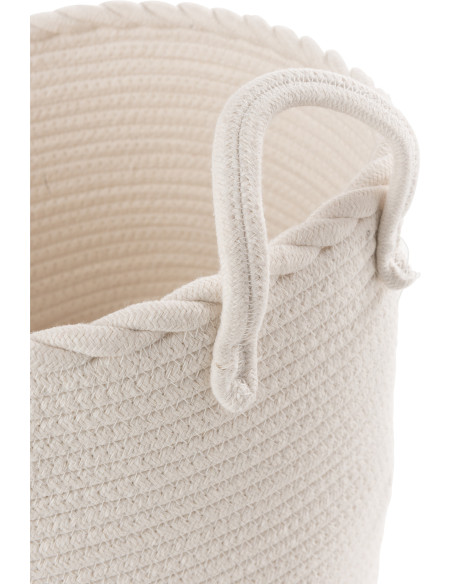 Lot de 3 Paniers de rangement jouets Coton Blanc Bleu Tressé Let's Play 