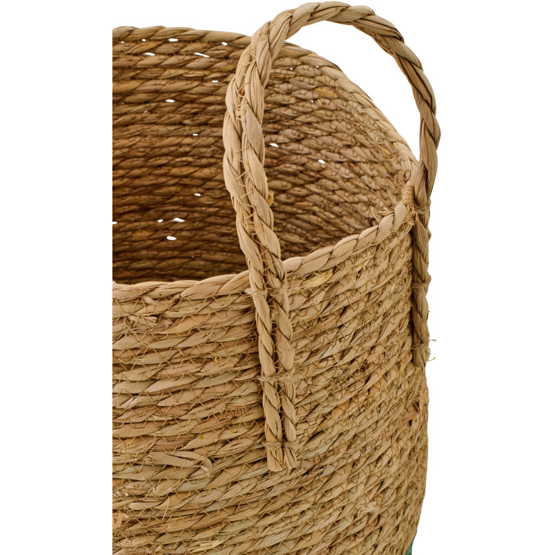 Lot de 3 Paniers de rangement bord de mer Jonc de mer Naturel Turquoise Tressé Nautilio 