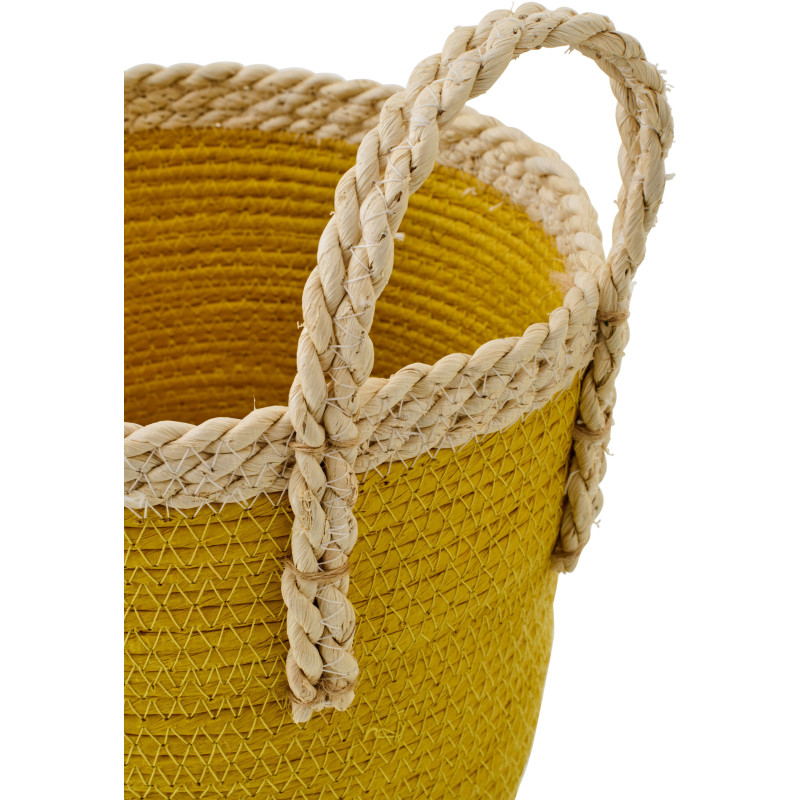 Lot de 3 Paniers de rangement bohème chic Papier Maïs Jaune Naturel Tressé Soladda 