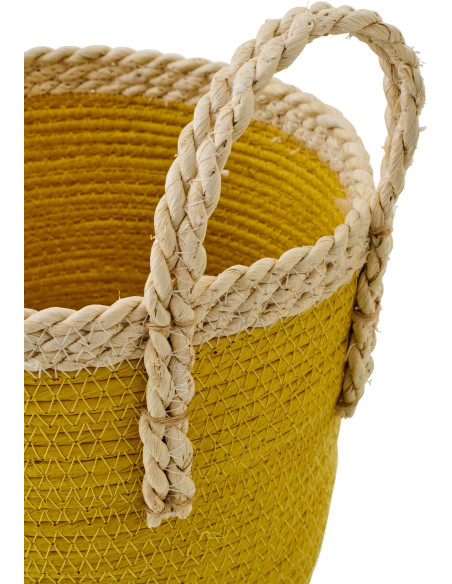 Lot de 3 Paniers de rangement bohème chic Papier Maïs Jaune Naturel Tressé Soladda 