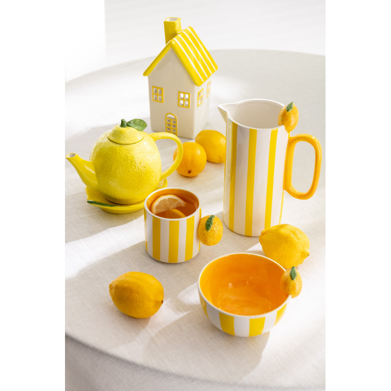 Lot de 3 Mugs design Fruits Dolomite Rouge Orange Jaune Blanc Motif rayures Fruixio 