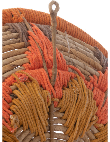 Lot de 3 Décorations murales bohème Branche de bananier Naturel Orange Tressé Soléaro 