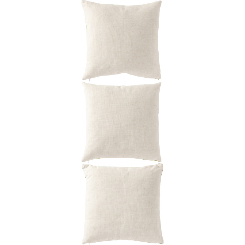 Lot de 3 Coussin cottage chic Carré 45x45 Tissu Vert Blanc cassé Verdelyne 