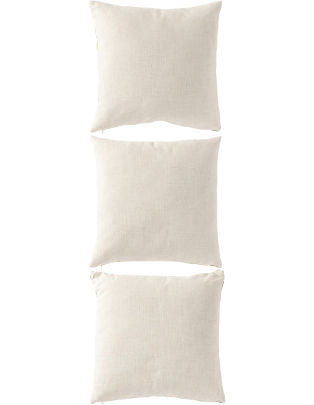 Lot de 3 Coussin cottage chic Carré 45x45 Tissu Vert Blanc cassé Verdelyne 