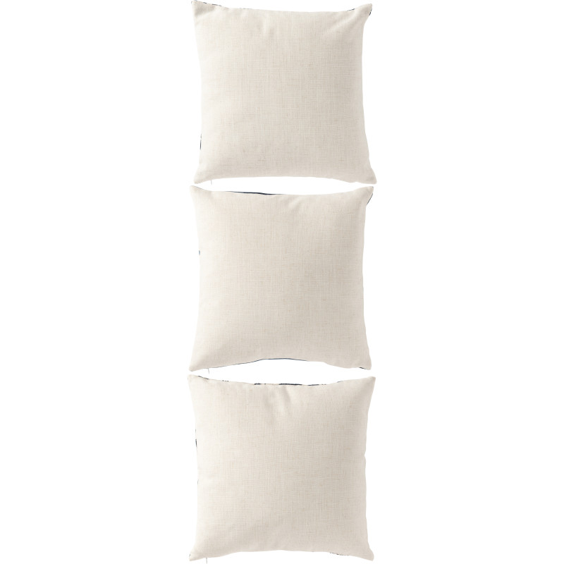 Lot de 3 Coussin bord de mer chic Carré 45x45 Tissu Blanc cassé Bleu foncé Calmarea 
