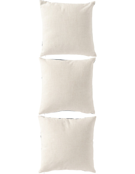 Lot de 3 Coussin bord de mer chic Carré 45x45 Tissu Blanc cassé Bleu foncé Calmarea 