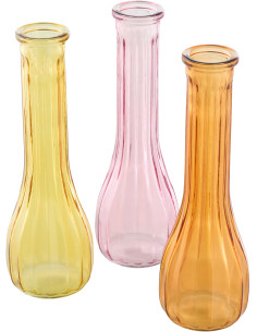Lot de 2 Vases Slim H 22 cm Verre Jaune Rose Orange Luminadia 